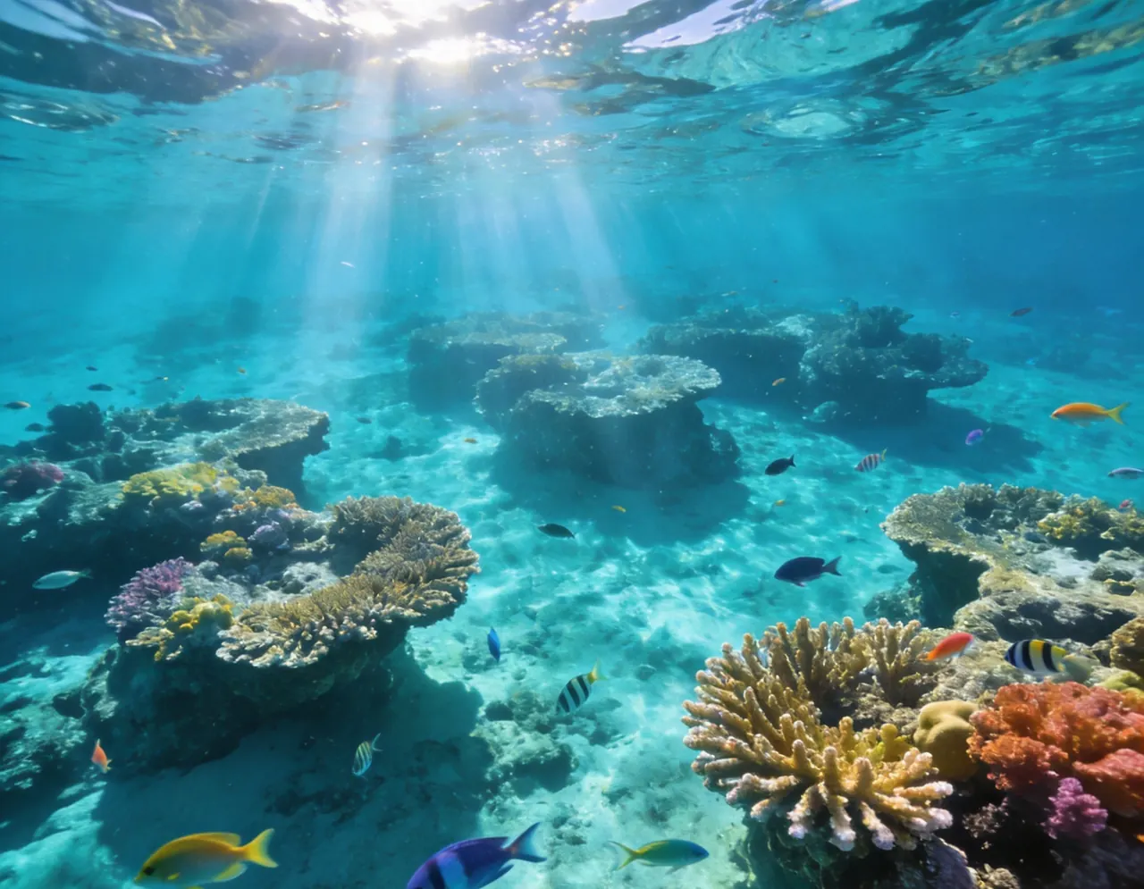 Great Barrier Reef travel scene for an AI dog or cat portrait