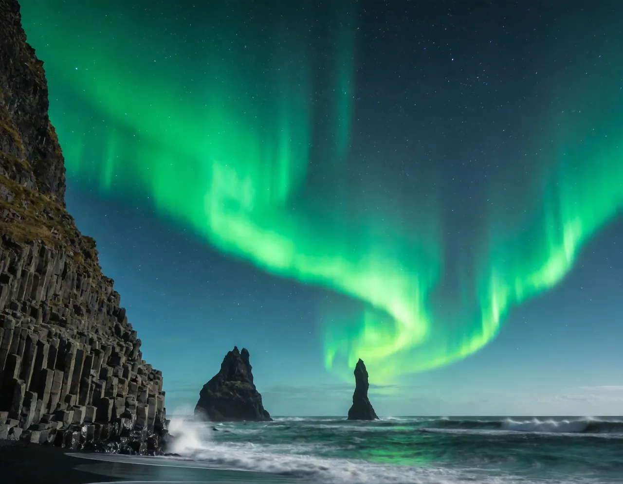 Northern Lights atmospheric destination scene for pet portraits