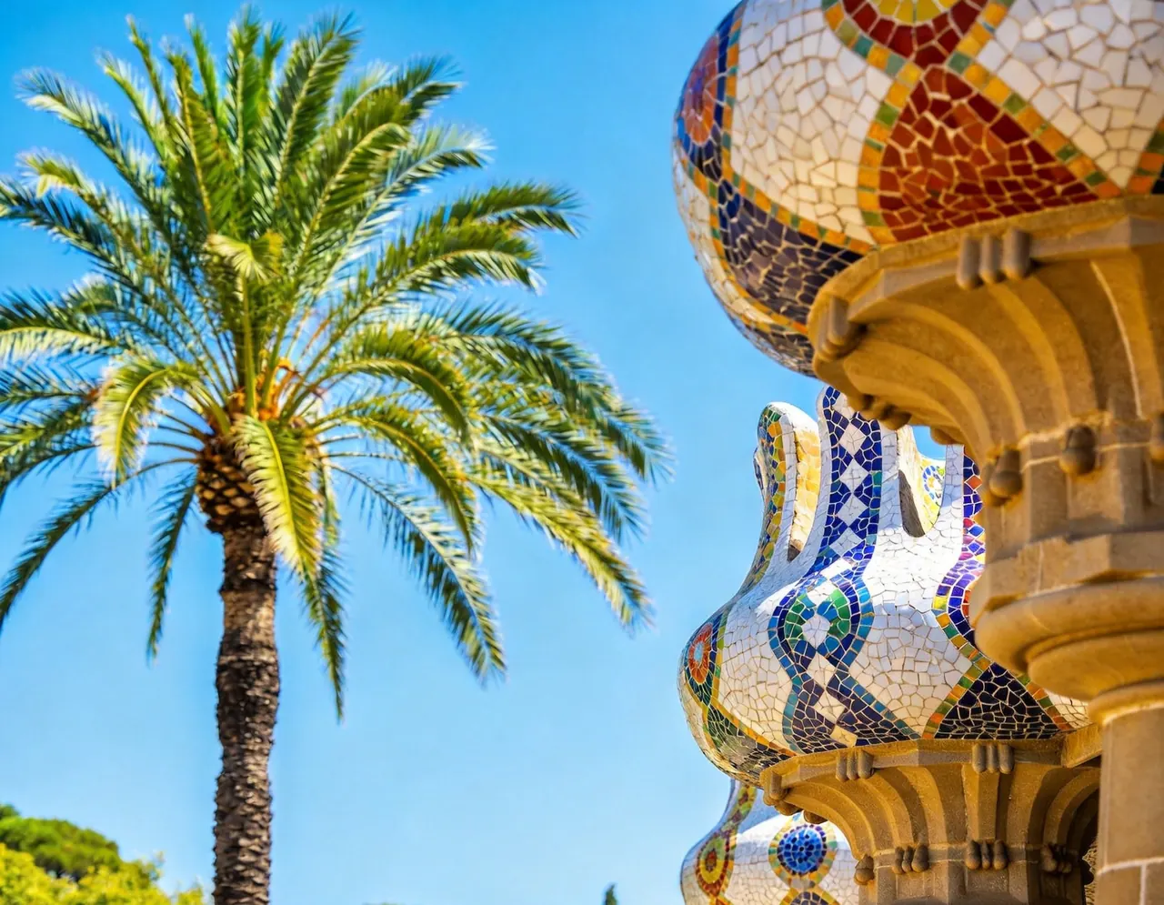 Park Güell travel scene for an AI dog or cat portrait