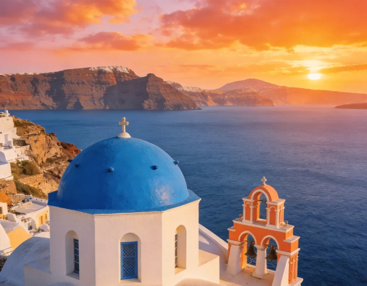 Santorini travel scene for an AI dog or cat portrait