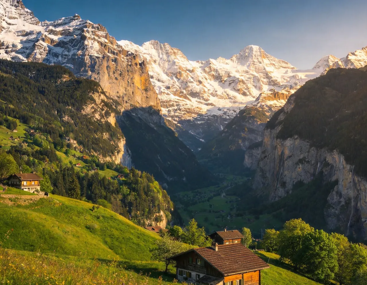 Swiss Alps atmospheric destination scene for pet portraits