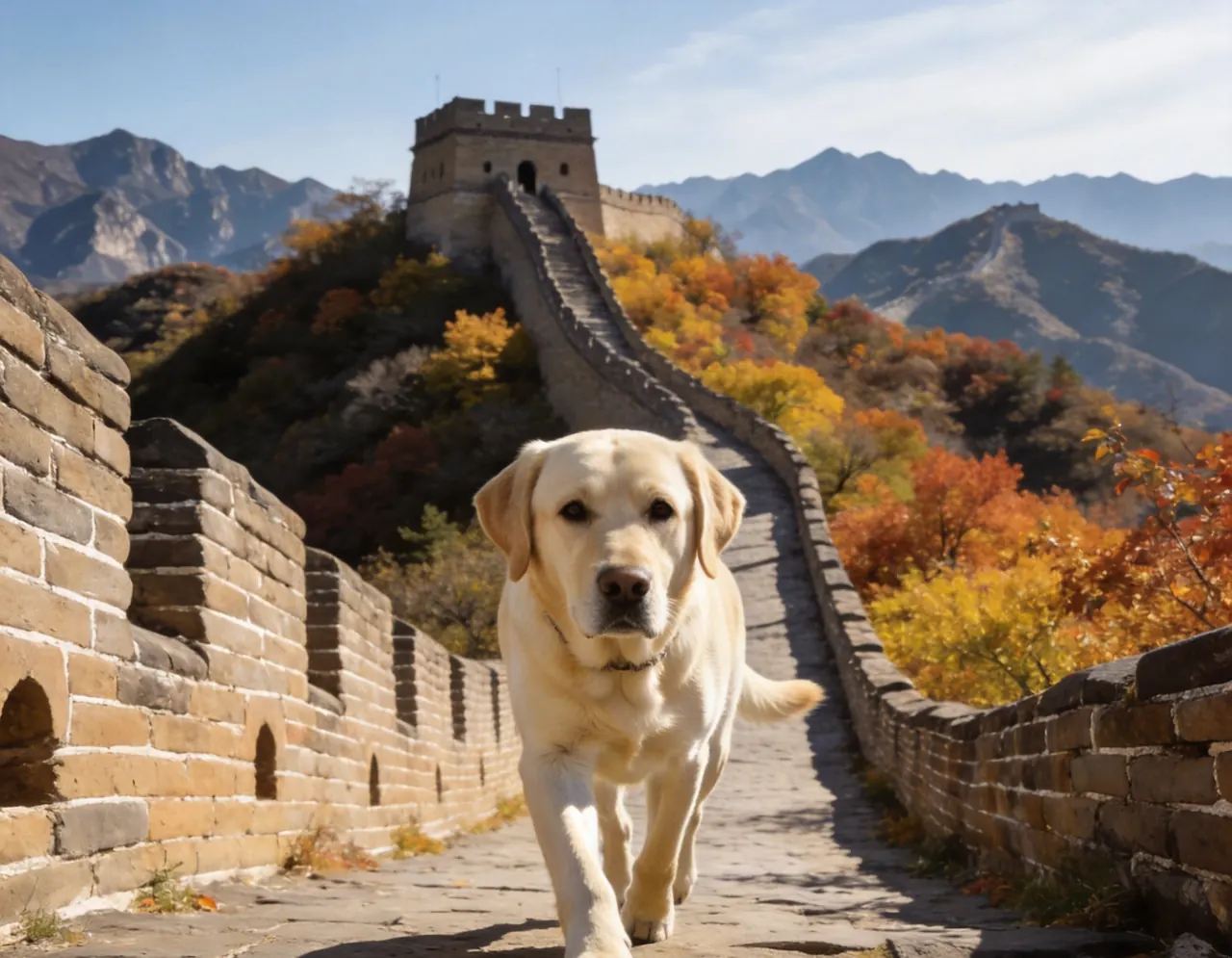 Labrador Retriever at Great Wall AI Pet Travel Photo