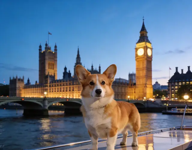Corgi at Big Ben AI pet photo